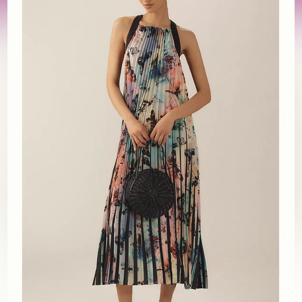 BY ANTHROPOLOGY SLEEVELESS PLEATED DRESS